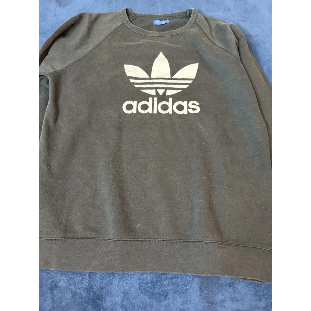 Adidas Originals Trefoil Black Crewneck Sweater Mens XL Pullover Sweatshirt